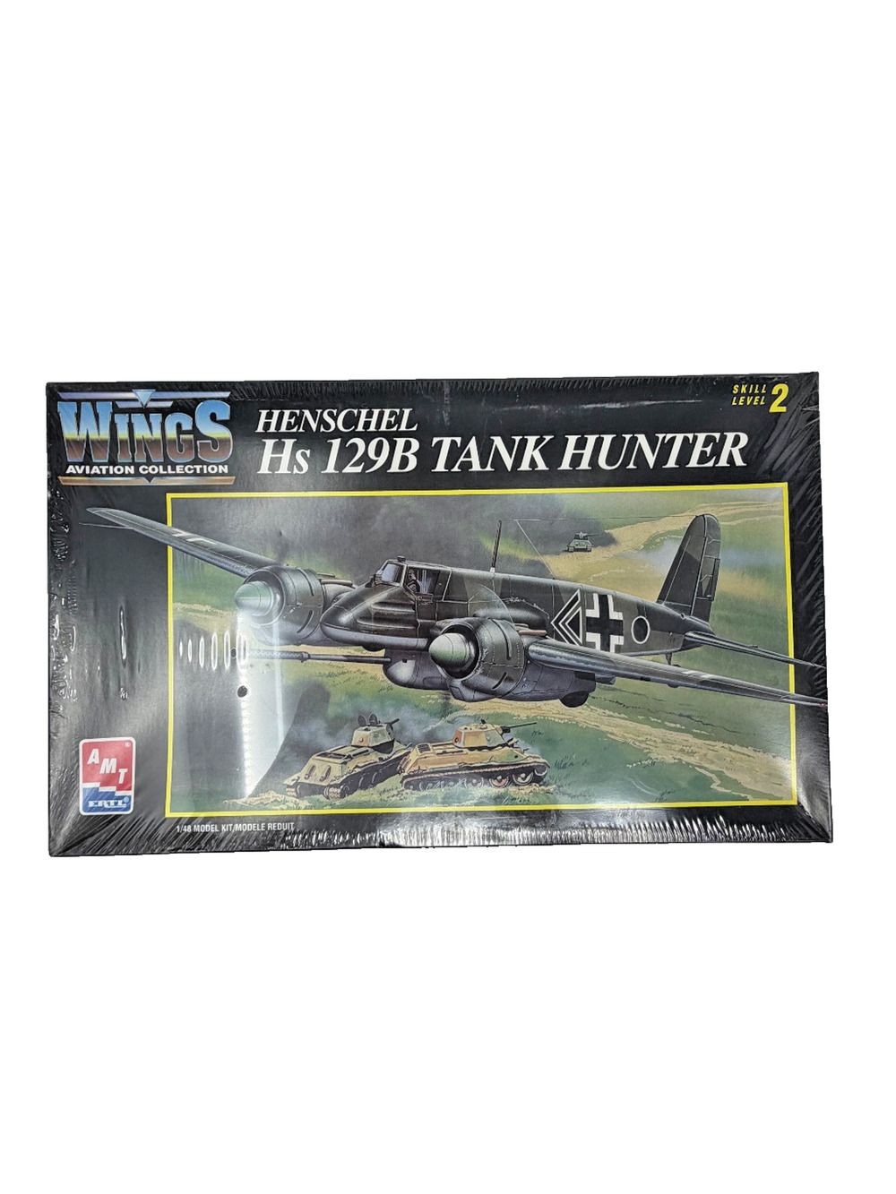 1993 AMT/ERTL Wings Henschel Hs 129B Tank Hunter 1/48 Model Kit Sealed USA Made